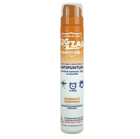 Zig Zag Insettivia! Repellente Spray Corpo Antipuntura Profumato - Sandalo e Magnolia