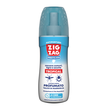 Zig Zag Insettivia! Repellente Tropical Lozione Antipuntura - Talco di Marsiglia