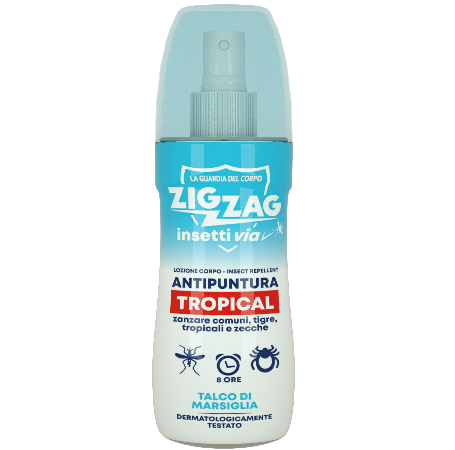 Zig Zag Insettivia! Repellente Tropical Lozione Antipuntura - Talco di Marsiglia