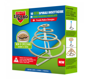 Zig Zag Insetticida 10 Spirali Supporto 100% Fibre Vegetali